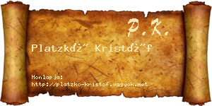 Platzkó Kristóf névjegykártya